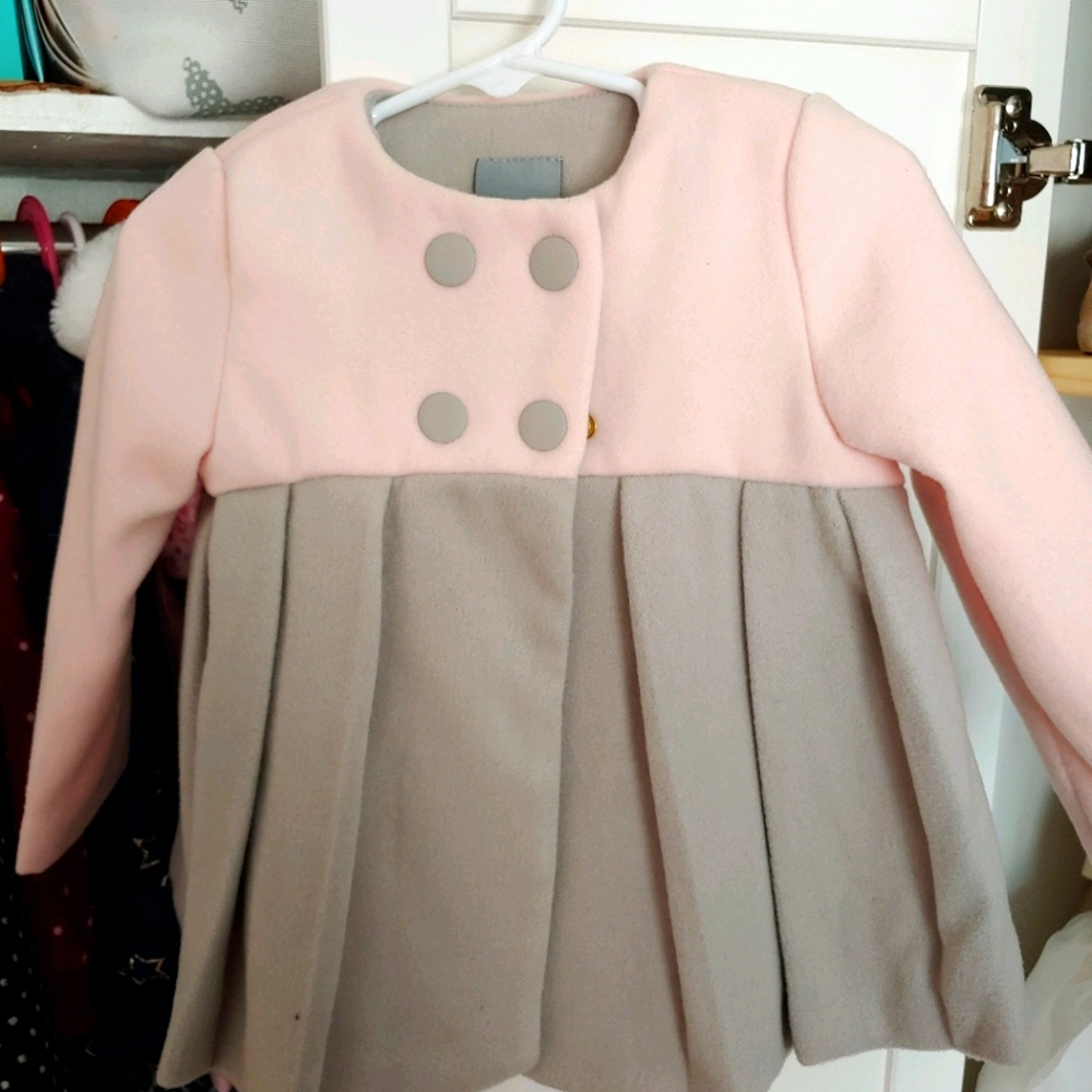 Pink and White Tahari Overcoat